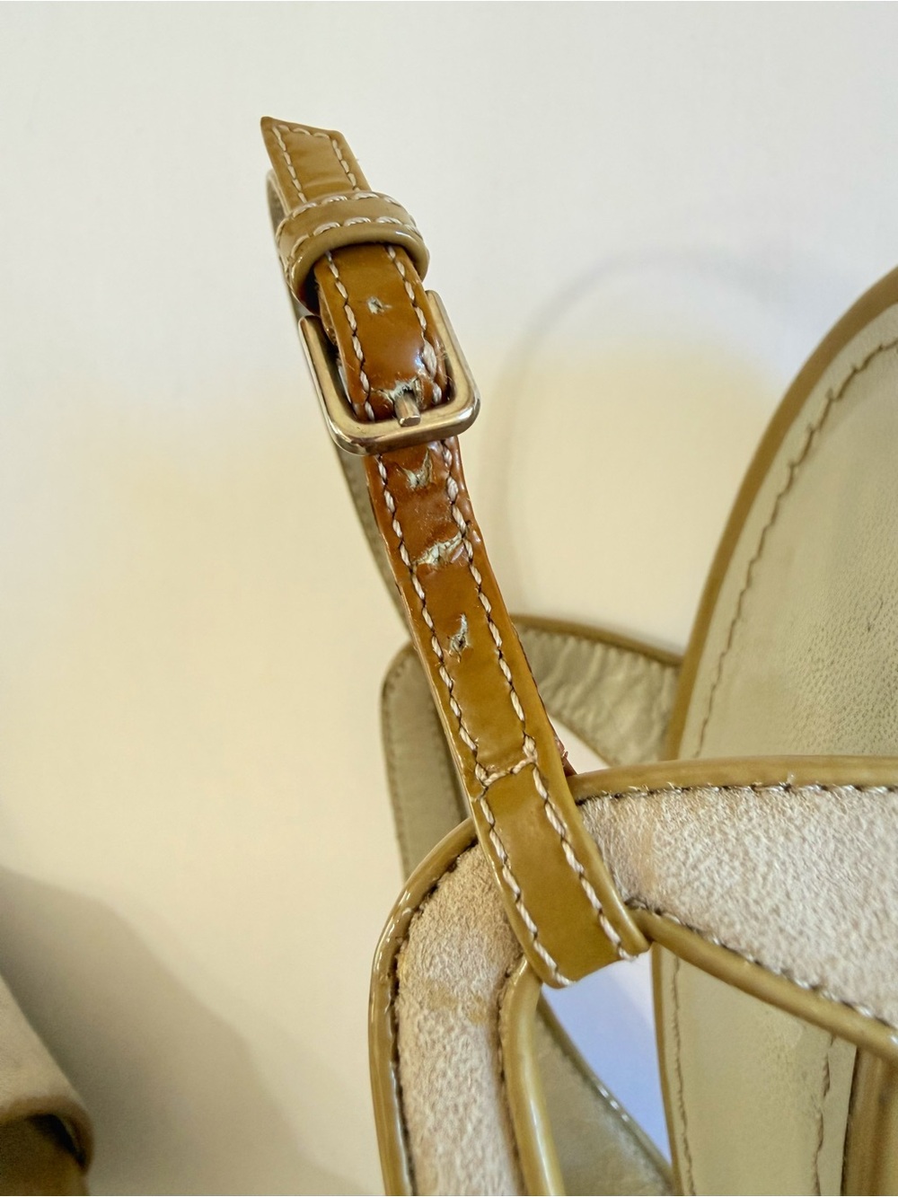 YSL YVES SAINT LAURENT GRAY SUEDE GREEN TRIM PLATFORM TRIBUTE SLINGBACK HEELS - Picture 10 of 13